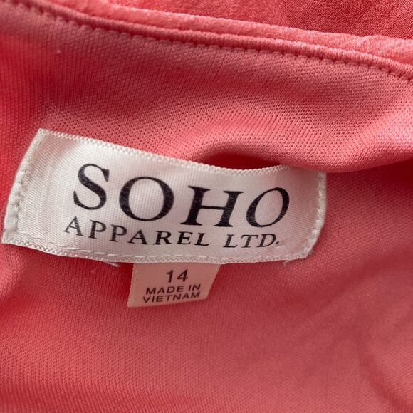 Soho Apparel Dress Womens 14 Peach Sleeveless Ruffled Blouson - Picture 4 of 9